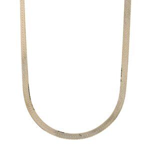 Yellow Gold Herringbone Chain Necklace 16" - 14k
